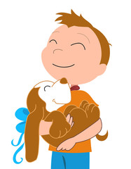 Bambino con cucciolo di cane