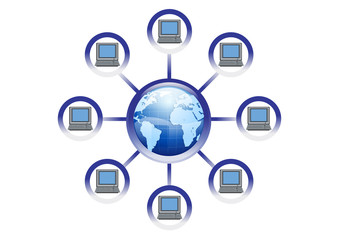 Global Online Computer Network Illustration in Vector