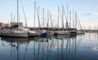Sunset in port of Toulon in France