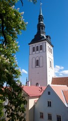 Medieval church spire in Tallinn Estonia