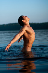 Male model in the water