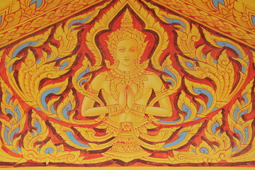art painting on wall, Wat Kok Klang, Borabue, Mahasarakam