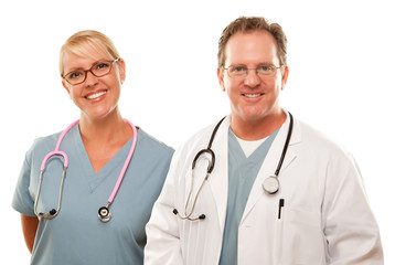 Smiling Male and Female Doctors or Nurses