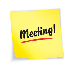 Yellow sticky note "meeting"