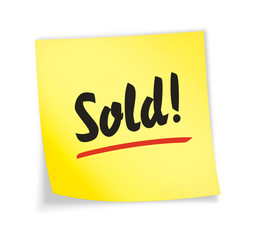 Yellow sticky note "sold"