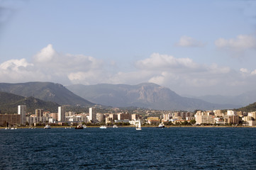 Fototapeta na wymiar panorama waterfront ajaccio corsica france