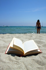 Fototapeta premium Un livre sur une plage