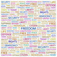 FREEDOM. Illustration with different association terms.