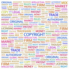 COPYRIGHT. Illustration with different association terms.