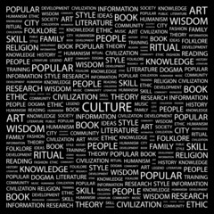 CULTURE. Word collage on black background.