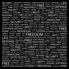 FREEDOM. Illustration with different association terms.