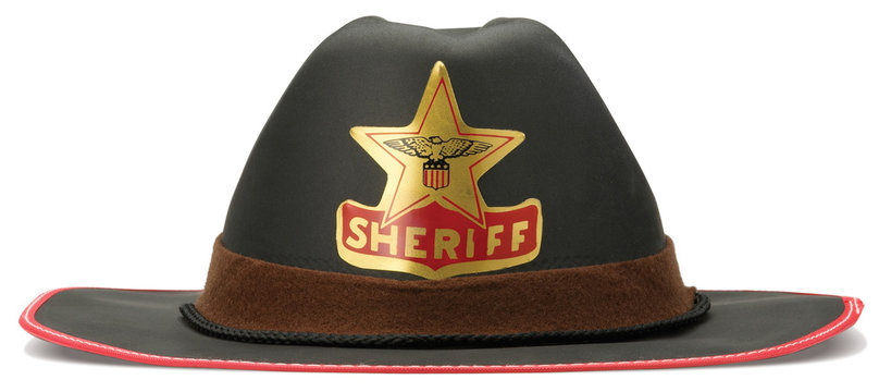 childrens sheriff cowboy dressing up hat on a white background