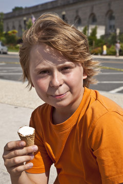 boy enjoys ice cream