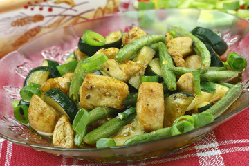 Chicken with zucchini and green beans