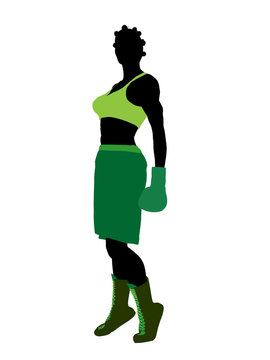 African American Female Boxer Illustration Silhouette