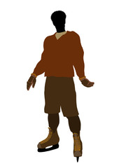 African American Male Hockey Player Illustration Silhouette