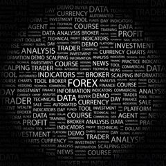 FOREX. Word collage on black background.