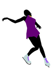 Fototapeta na wymiar Female Ice Skater Art Illustration Silhouette