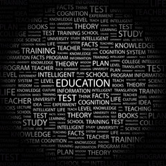 Fototapeta premium EDUCATION. Word collage on black background.
