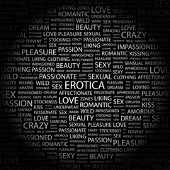 Fototapeta premium EROTICA. Word collage on black background.