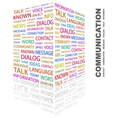 COMMUNICATION. Word collage on white background.