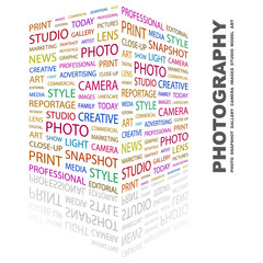 PHOTOGRAPHY. Illustration with different association terms.