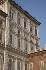 Fototapeta na wymiar The main facade of the Royal Palace in Turin in Italy