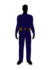 Fototapeta na wymiar Male Police Officer Art Illustration Silhouette