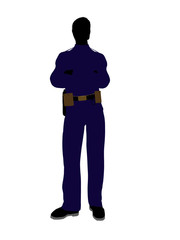 Male Police Officer Art Illustration Silhouette