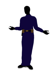 Male Police Officer Art Illustration Silhouette