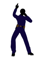 Naklejka premium African American Male Police Officer Art Illustration Silhouette