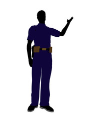 Male Police Officer Art Illustration Silhouette