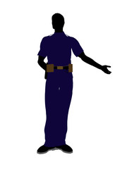 Male Police Officer Art Illustration Silhouette