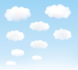 White clouds in a blue sky. Vector.