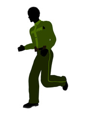 African American Male Sheriff Art Illustration Silhouette