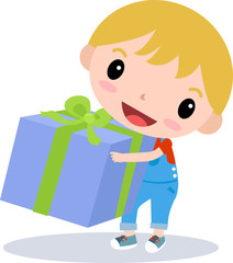 boy with giant gift box.