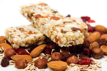 Granola bar on white background