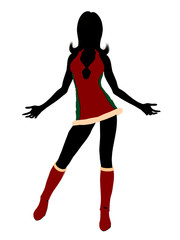 Sexy Female Christmas Elf Silhouette Illustration