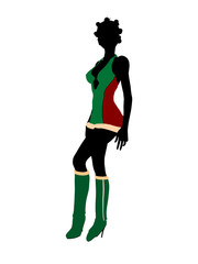 Sexy African American Female Christmas Elf Silhouette