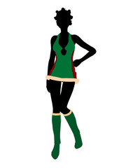 Sexy African American Female Christmas Elf Silhouette