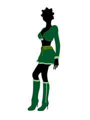 Sexy  African American Female Christmas Elf Silhouette
