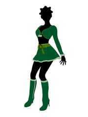 Sexy  African American Female Christmas Elf Silhouette