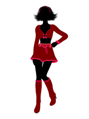 Sexy Female Christmas Elf Silhouette Illustration
