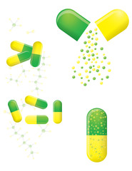 Green and yellow pills
