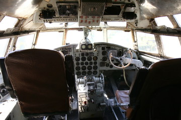 Cockpit of an old airplane