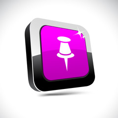 Drawing-pin 3d square button.