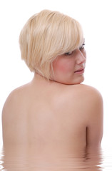 Fototapeta premium Beautiful blond upper back and reflection