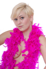 Sexy young woman in feather boa