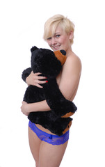 sexy woman with teddy bear