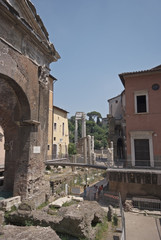 Naklejka premium Roma, il Portico d'Ottavia (part.) e il Foro Piscario